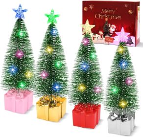 Christmas Tree with Lights, 4 Pack Tabletop Christmas Tree with LED Lights for Indoor Christmas Decorations Holiday Party Ornagment