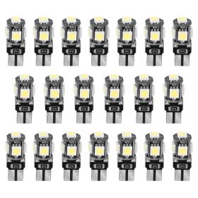 20Pcs T10 SMD5050 LED Light Bulbs 6000K Wedge Light Lamps Dome Map License Plate Car Interior Festoon Lights Kits
