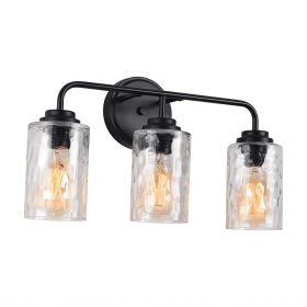 3-Light with Clear Glass Glacier Shade Unique Hand-make Lampshade Industrial Indoor Light Fixtur E26 Socket [No Bulb][Unable ship weekends