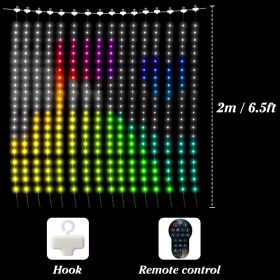 Smart Bluetooth App Control RGB Curtain Lights LED Color Changing Fairy Light DIY Picture Window Christmas Wedding Bedroom Decor (Wattage: US, Emitting Color: 2X2M)