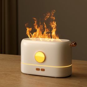 200ml Flame Humidifier Three Color LED Light Air Humidifier Smart Timing Electric Aromatherapy Diffuser Simulation Fire Effect (Ships From: China, Emitting Color: White)