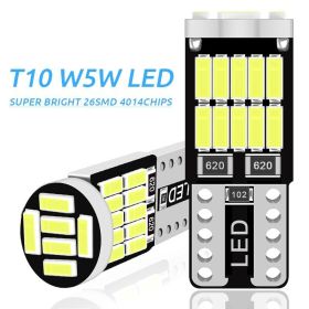 10pcs W5W Led T10 168 194 Signal Lamp Canbus 4014 26SMD For Car Interior Map Dome Lights Parking Position Lights (Socket Type: T10, Emitting Color: White)