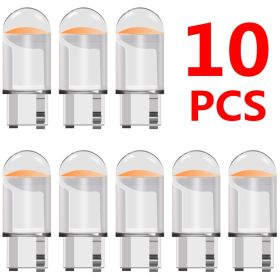 10PCs Latest W5w Led T10 Car Light Cob Glass K 12V License Plate Light (Color: 10pcs white)