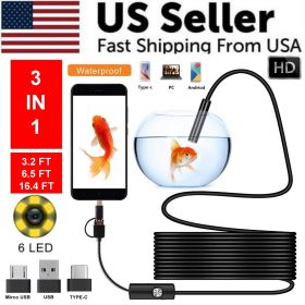 5M 6LEDs Snake Endoscope Borescope 8mm Inspection USB Camera Scope For Android (Length: 1M - 3.2 Feet)