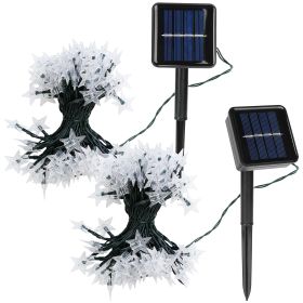2Pcs Solar Powered String Lights 39.3FT 100LED Beads Fairy Star Lights IP65 Waterproof Decorative Garden Party Christmas Tree Stake Lamps w/ 8 Li (Color: Yellow, size: One size)